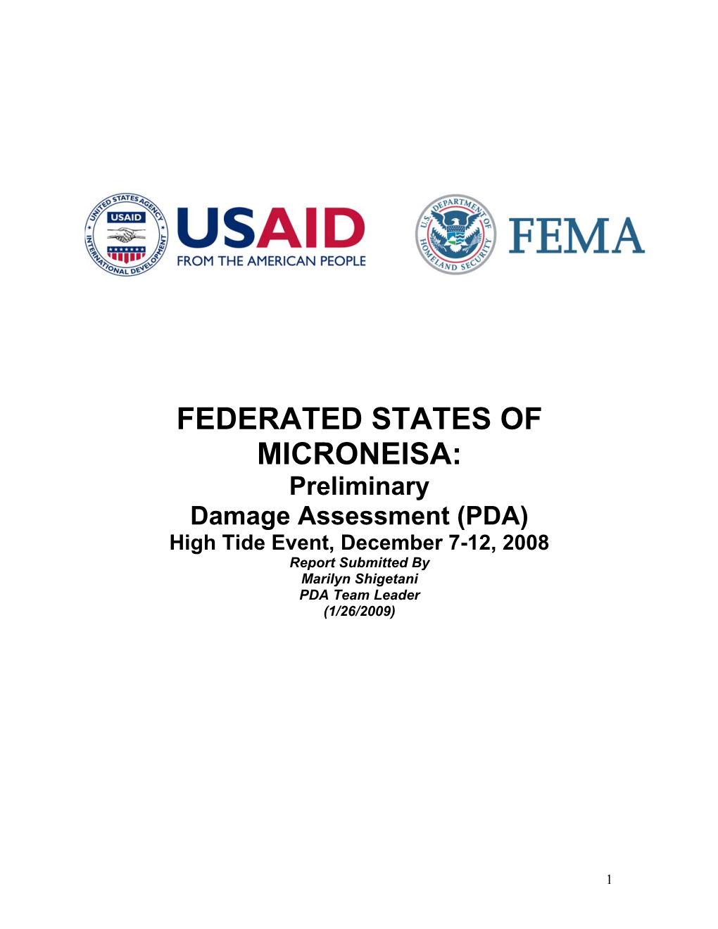 FEDERATED STATES of MICRONESIA: Preliminary Damage Assessment