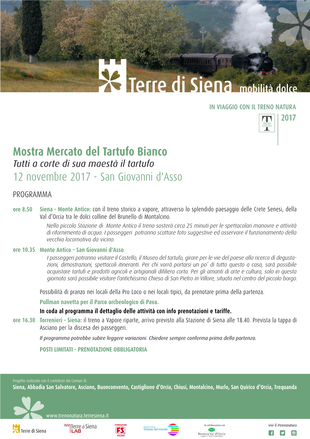 Terre Di Siena Mobilità Dolce in VIAGGIO CON IL TRENO NATURA 2017