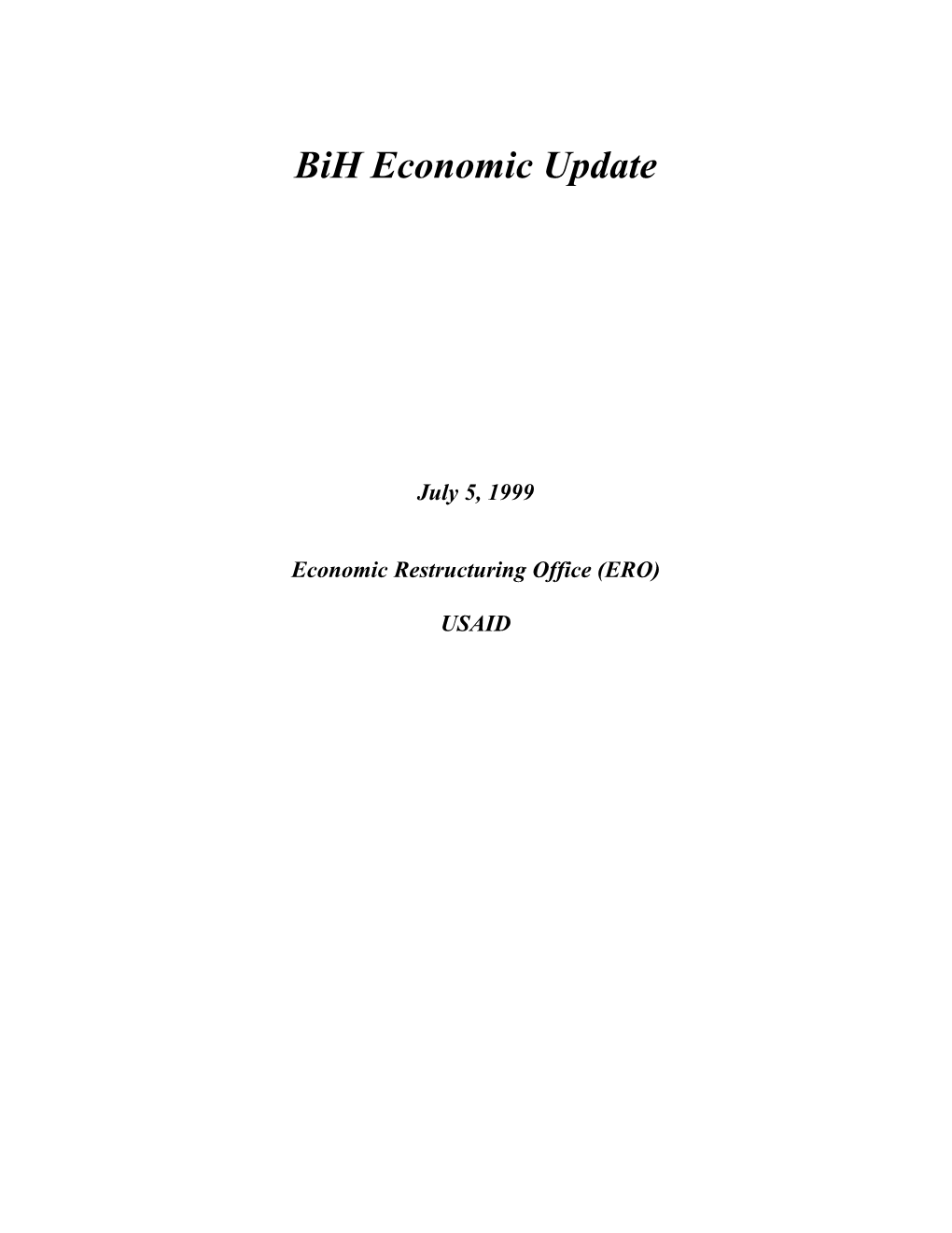 Bih Economic Update