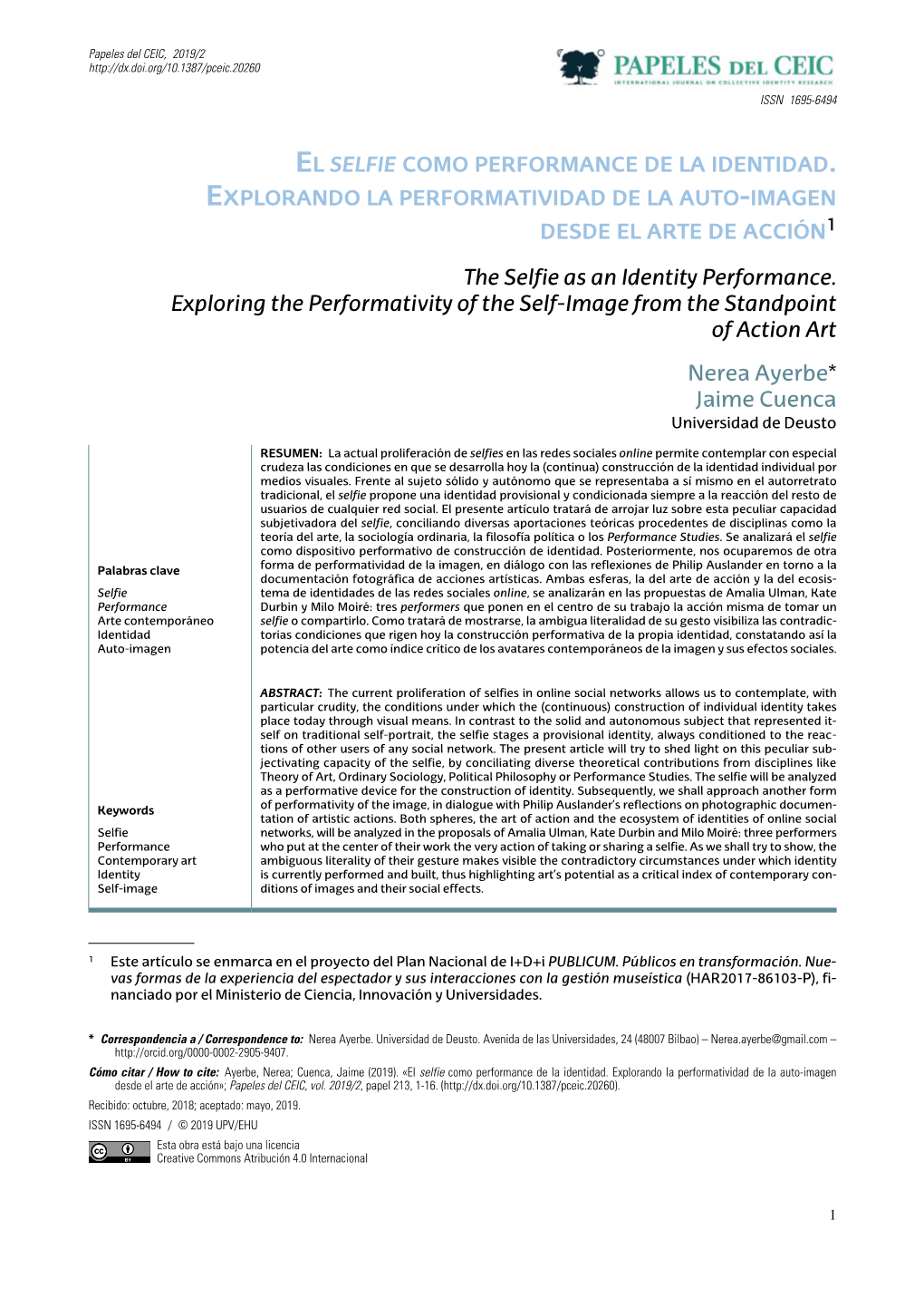 The Selfie As an Identity Performance. Exploring the Performativity of the Self-Image from the Standpoint of Action Art