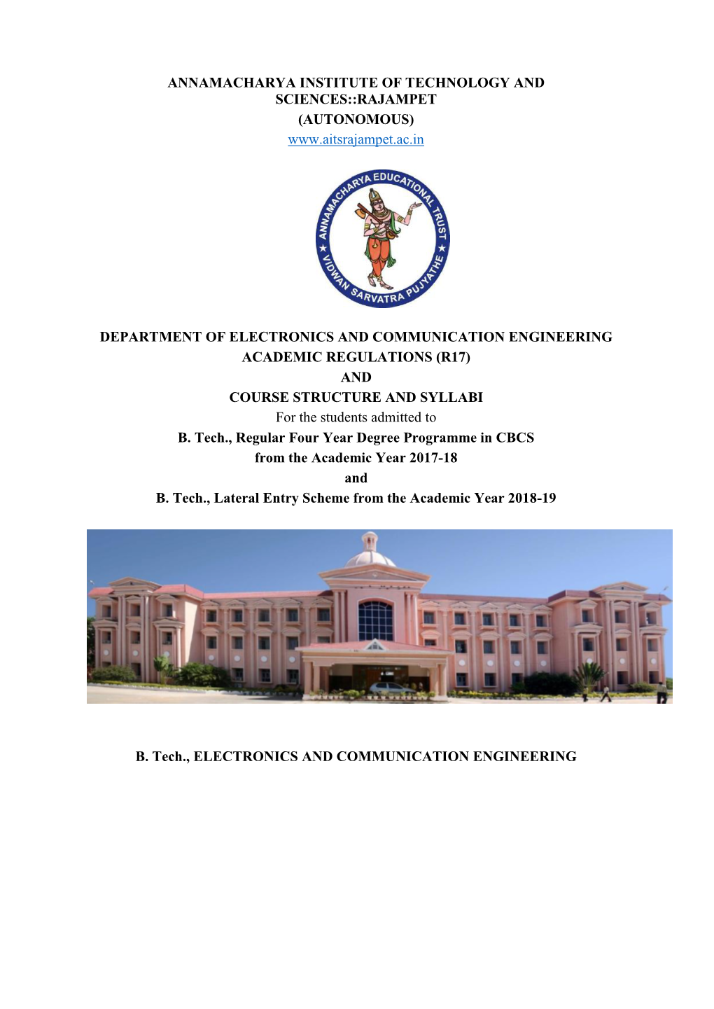 Annamacharya Institute of Technology and Sciences::Rajampet (Autonomous)