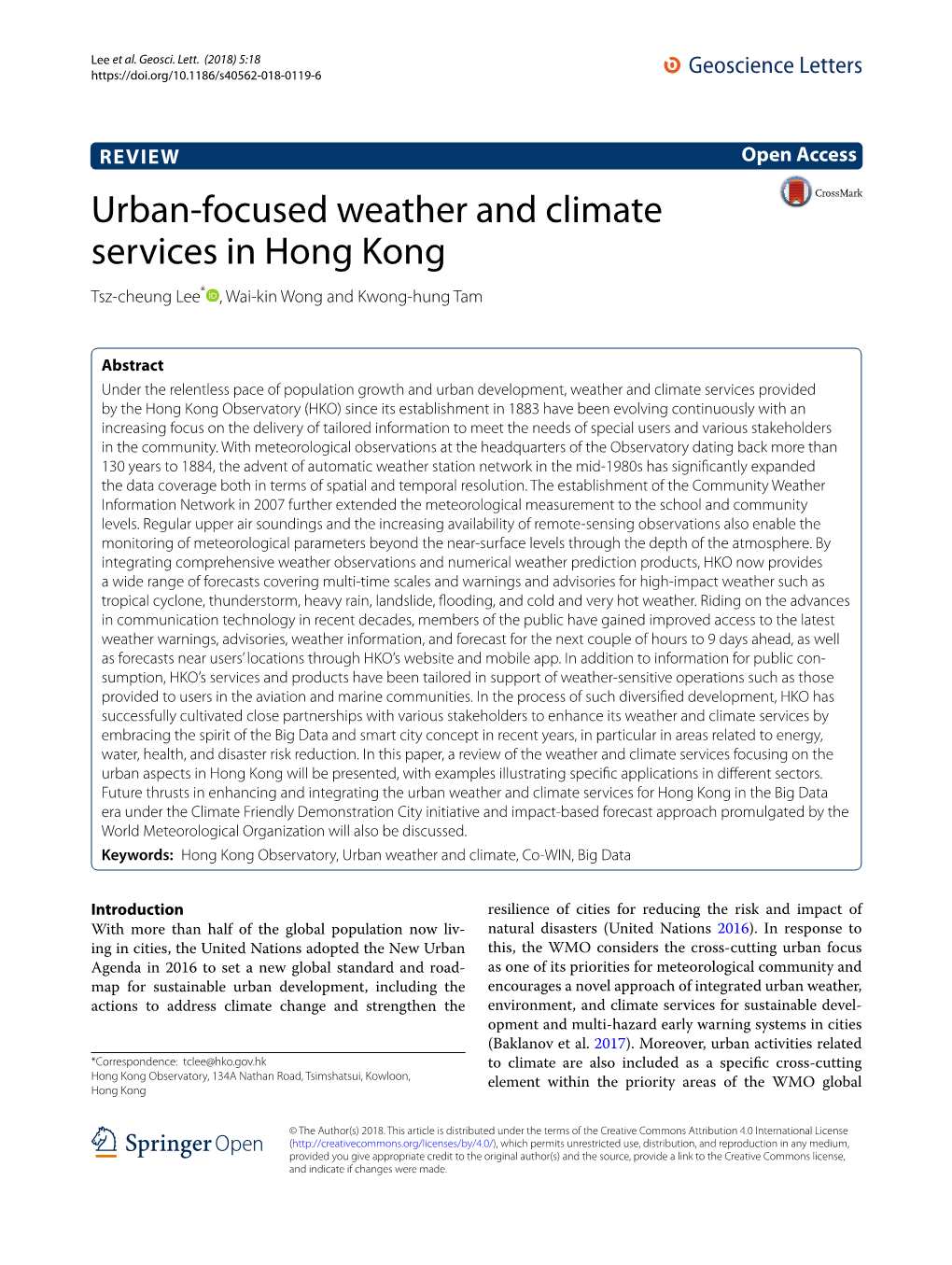 Urban-Focused Weather and Climate Services in Hong Kong