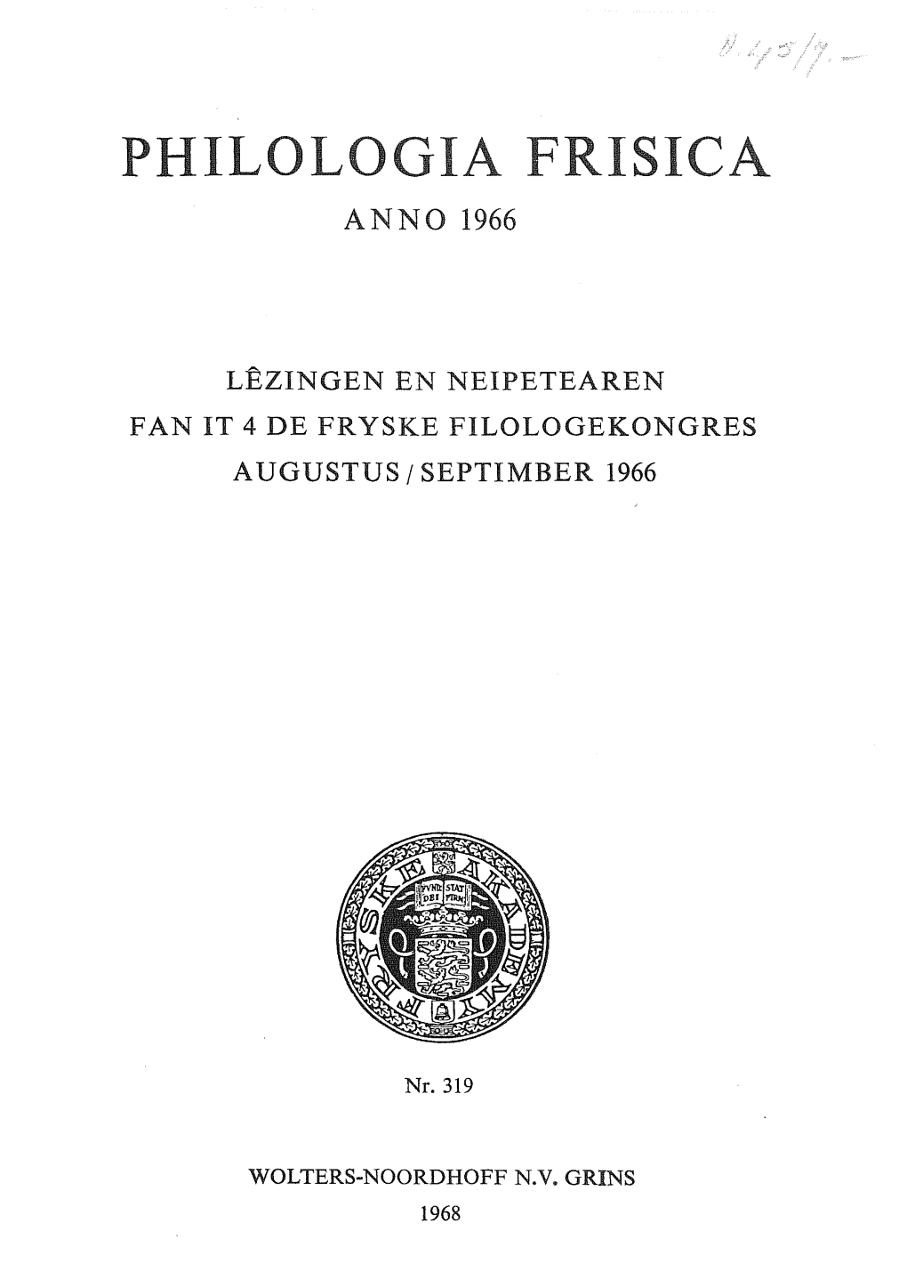 Philologia Frisica Anno 1966