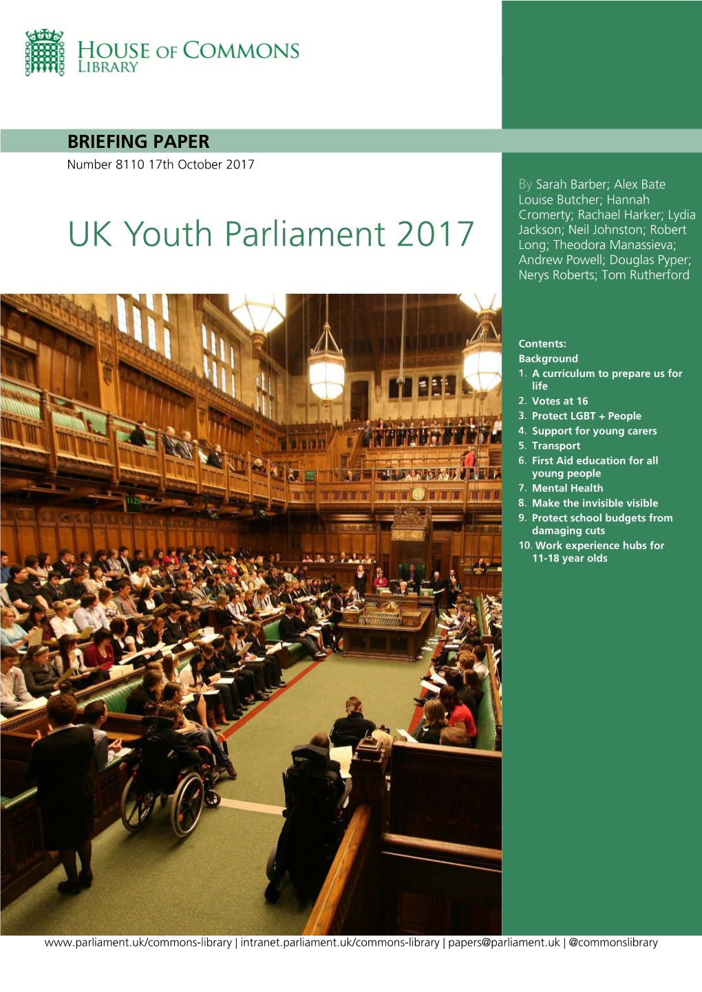 UK Youth Parliament 2017 Long; Theodora Manassieva; Andrew Powell; Douglas Pyper; Nerys Roberts; Tom Rutherford