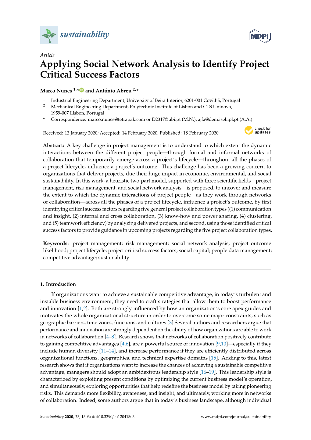 Applying Social Network Analysis to Identify Project Critical Success Factors