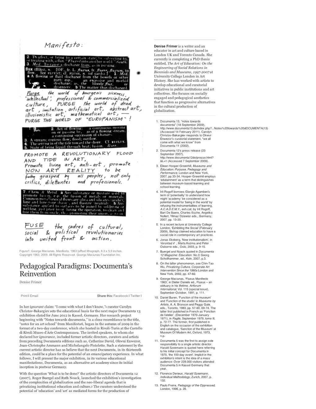 Pedagogical Paradigms Documenta's Reinvention | Art