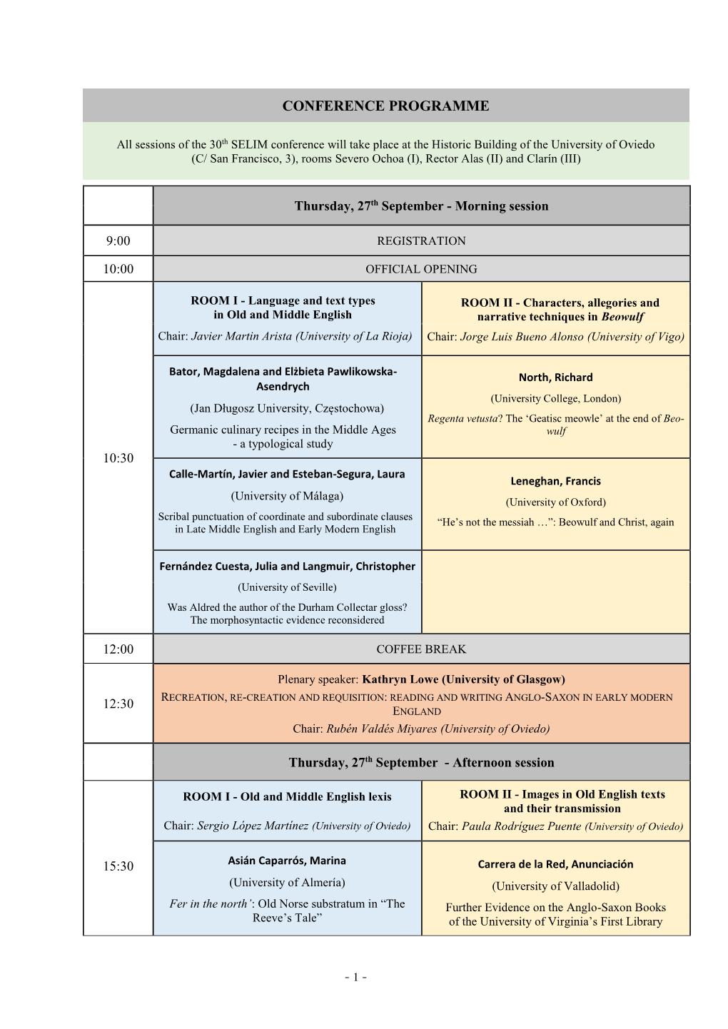 Conference Programme