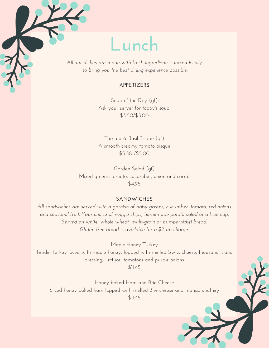 Lunch Printable