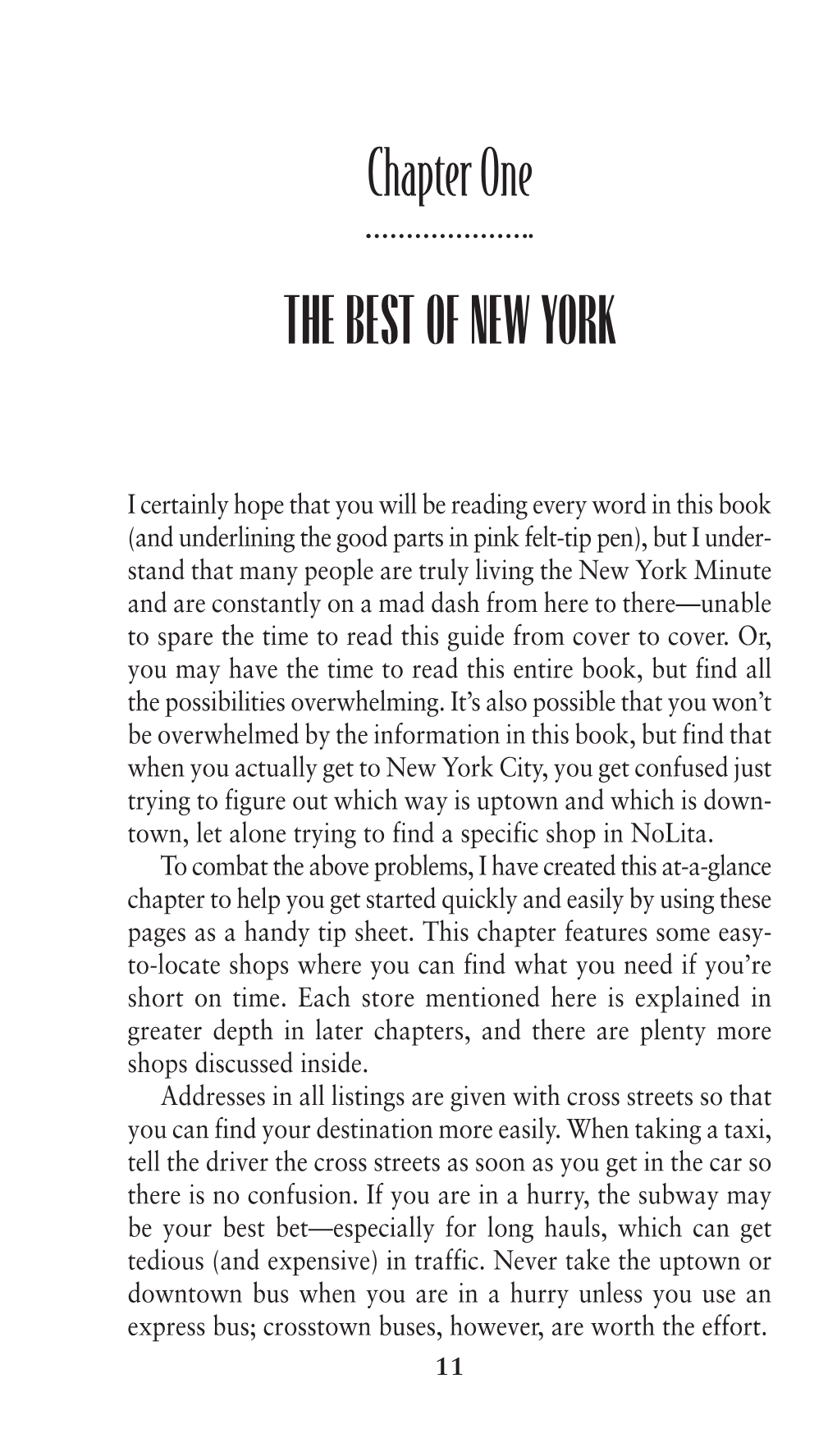 Chapter One the BEST of NEW YORK