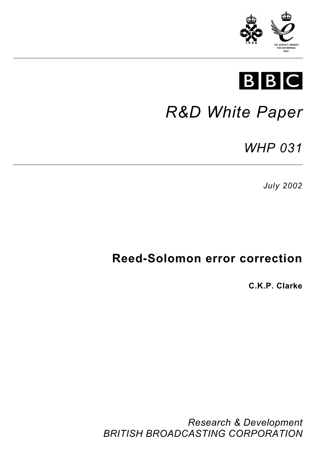 Reed-Solomon Error Correction