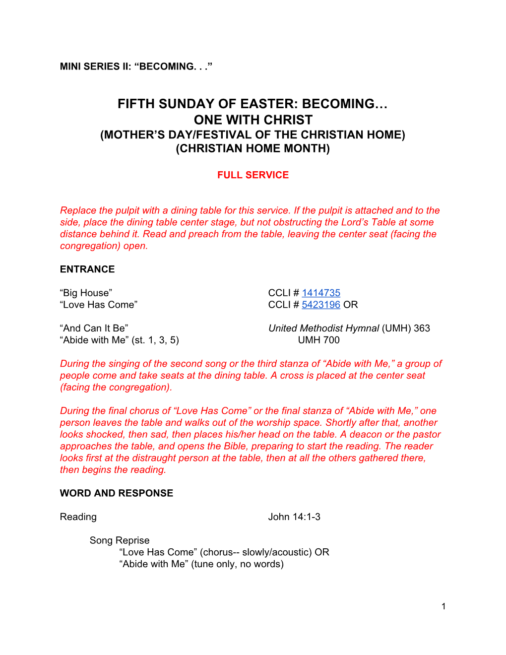 Fifth Sunday of Easter: Becoming… One with Christ (Mother’S Day/Festival of the Christian Home) (Christian Home Month)