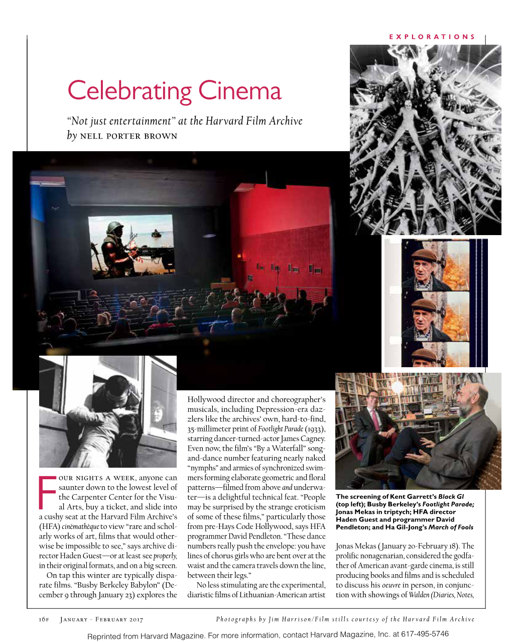 Celebrating Cinema “Not Just Entertainment” at the Harvard Film Archive by Nell Porter Brown