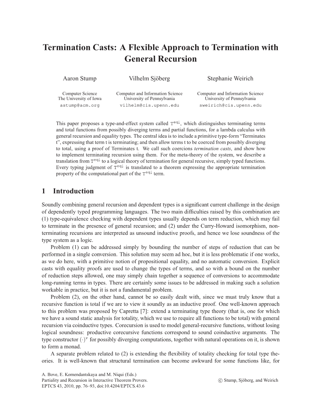 A Flexible Approach to Termination with General Recursion