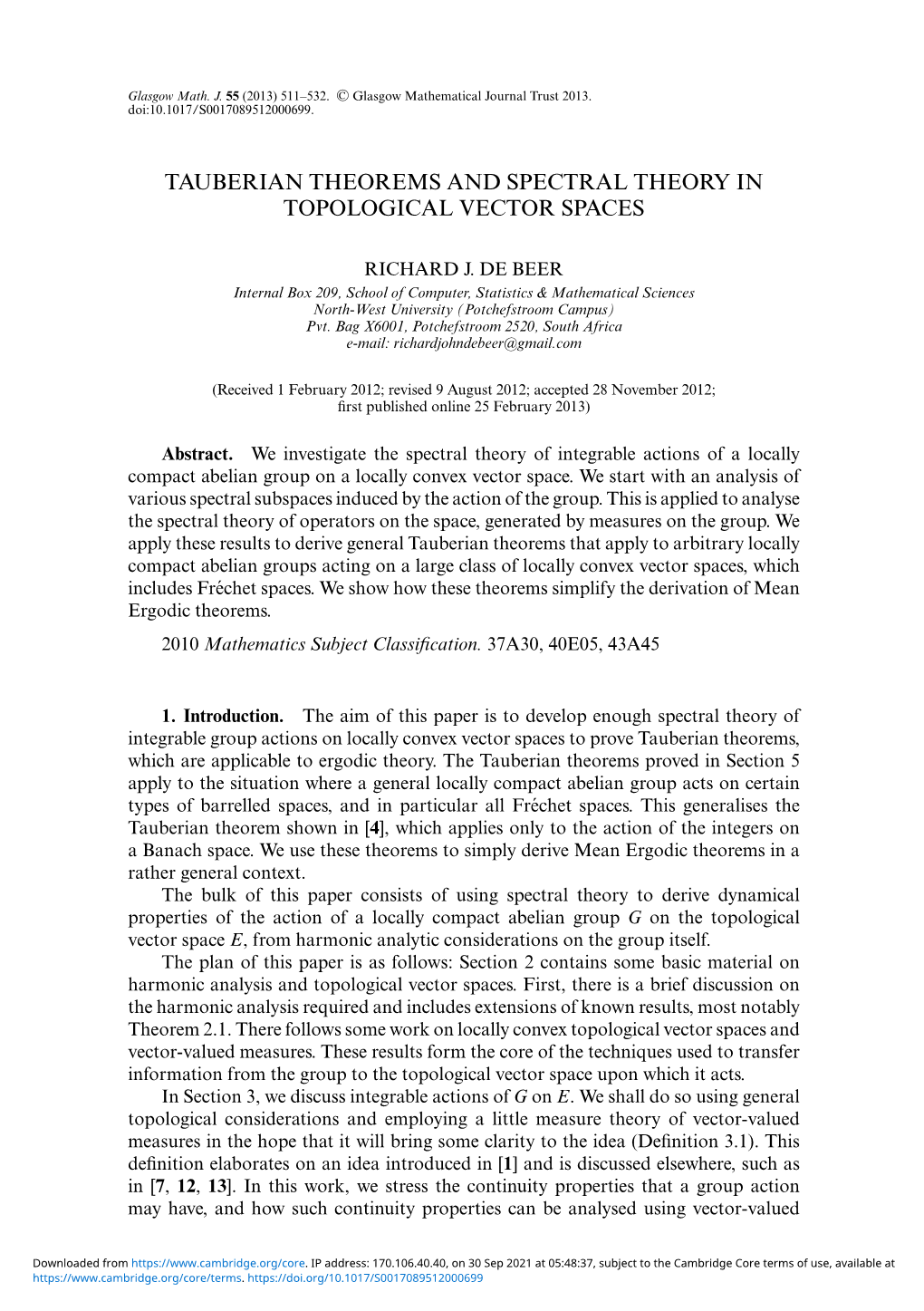 Tauberian Theorems and Spectral Theory in Topological Vector Spaces