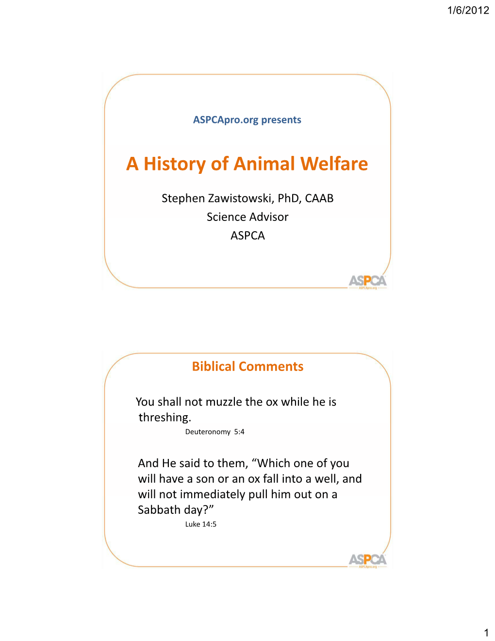 A History of Animal Welfare