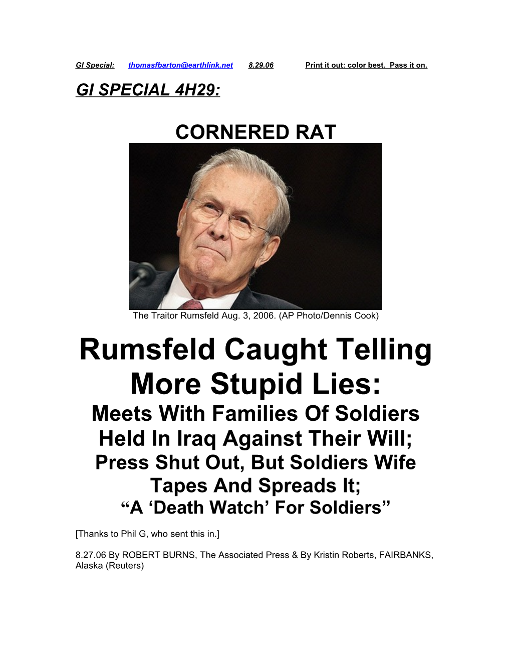 Rumsfeld Caught Telling More Stupid Lies