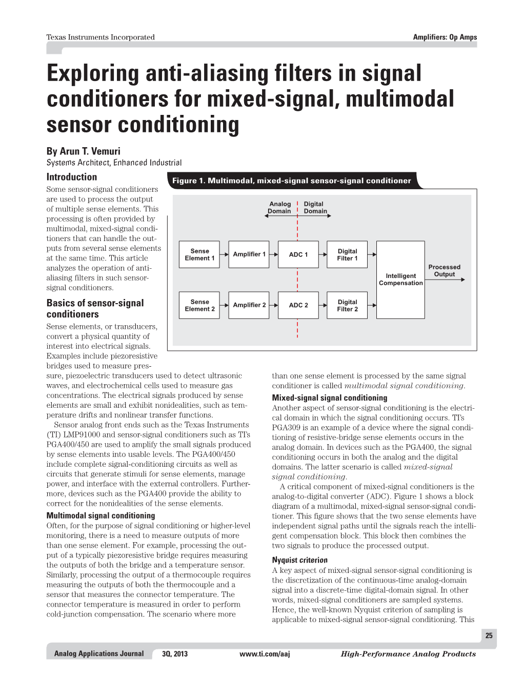 Exploring Anti-Aliasing Filters in Signal Conditioners for Mixed-Signal, Multimodal Sensor Conditioning by Arun T