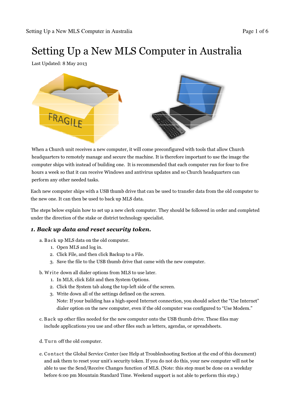 Setting up a New Ing up a New MLS Computer in Australia in Australia