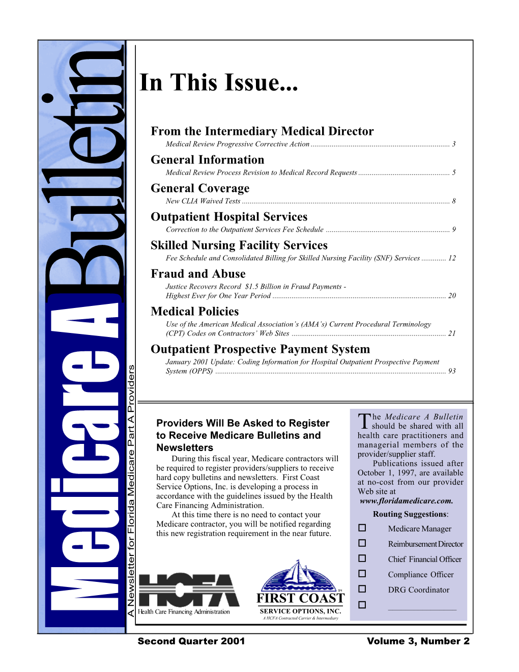 2Nd Quarter 2001 Medicare Part a Bulletin