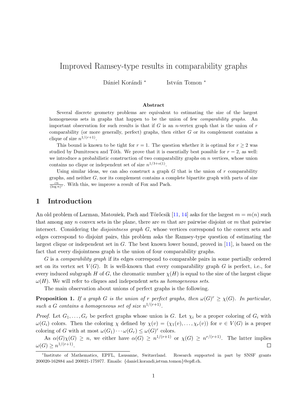 Improved Ramsey-Type Results in Comparability Graphs