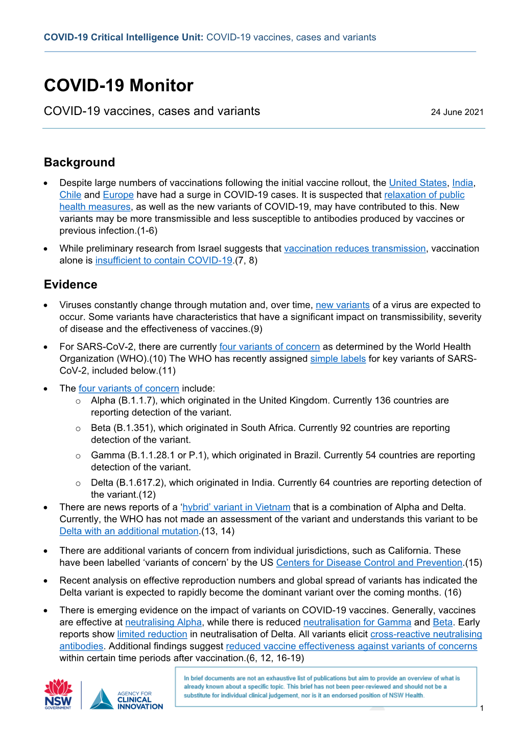 COVID-19 Vaccines, Cases and Variants