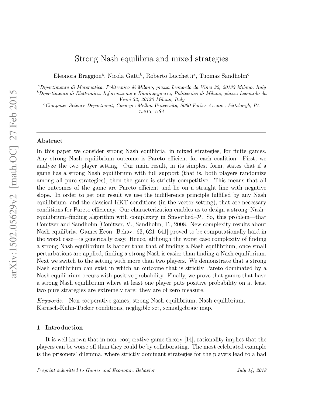 Strong Nash Equilibria and Mixed Strategies