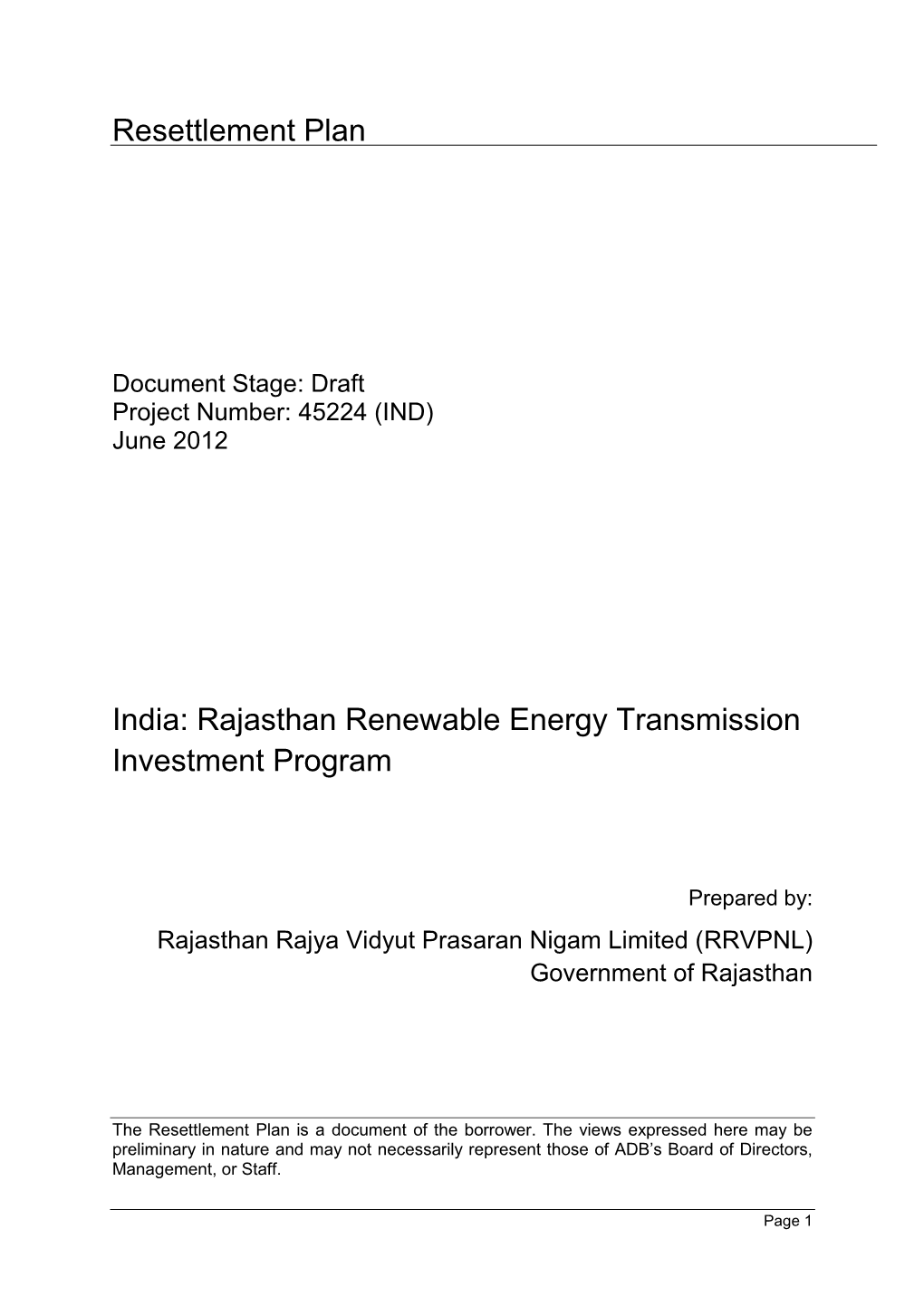 Rajasthan Renewable Energy Transmission Investment Program