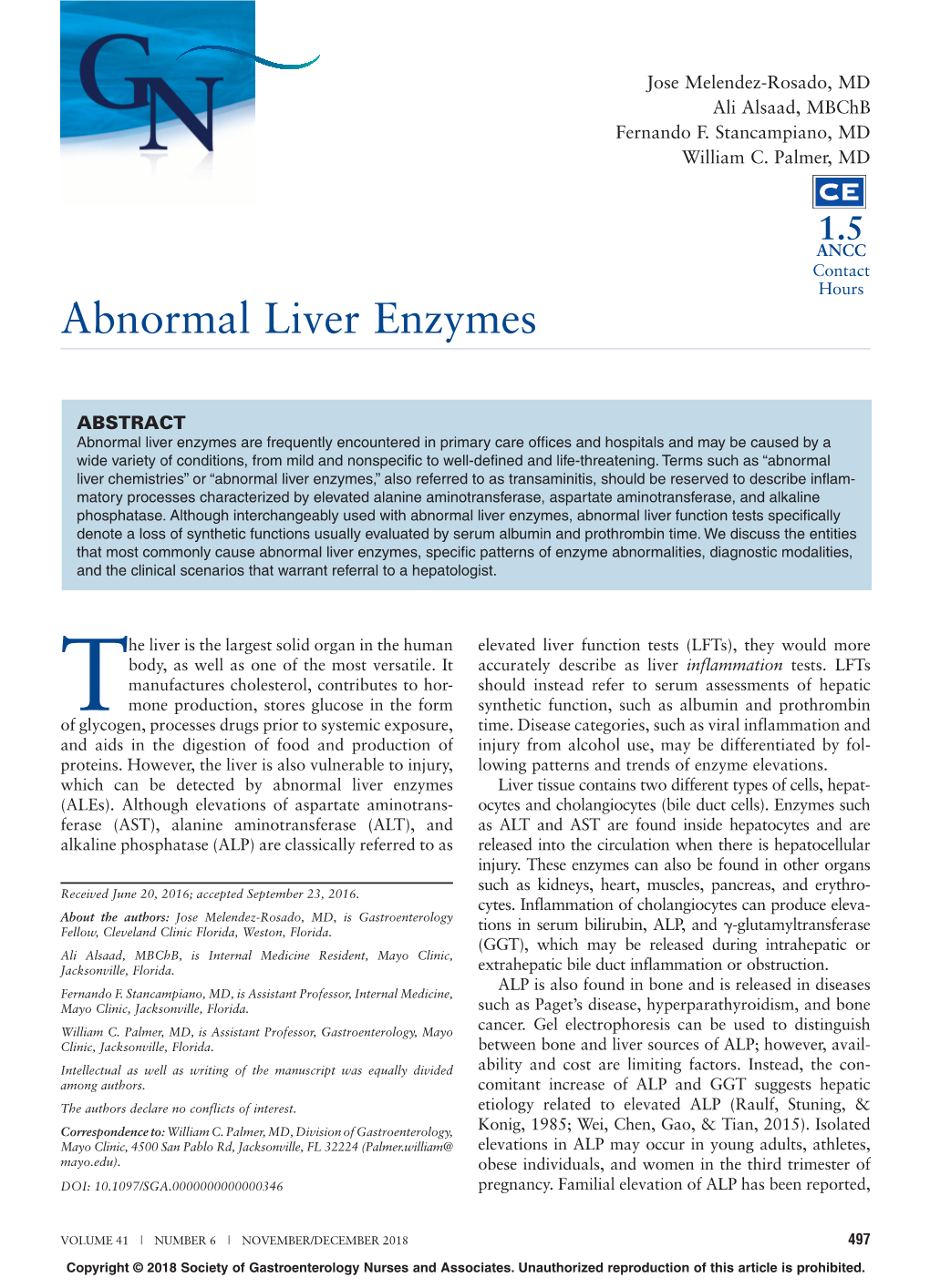 Abnormal Liver Enzymes