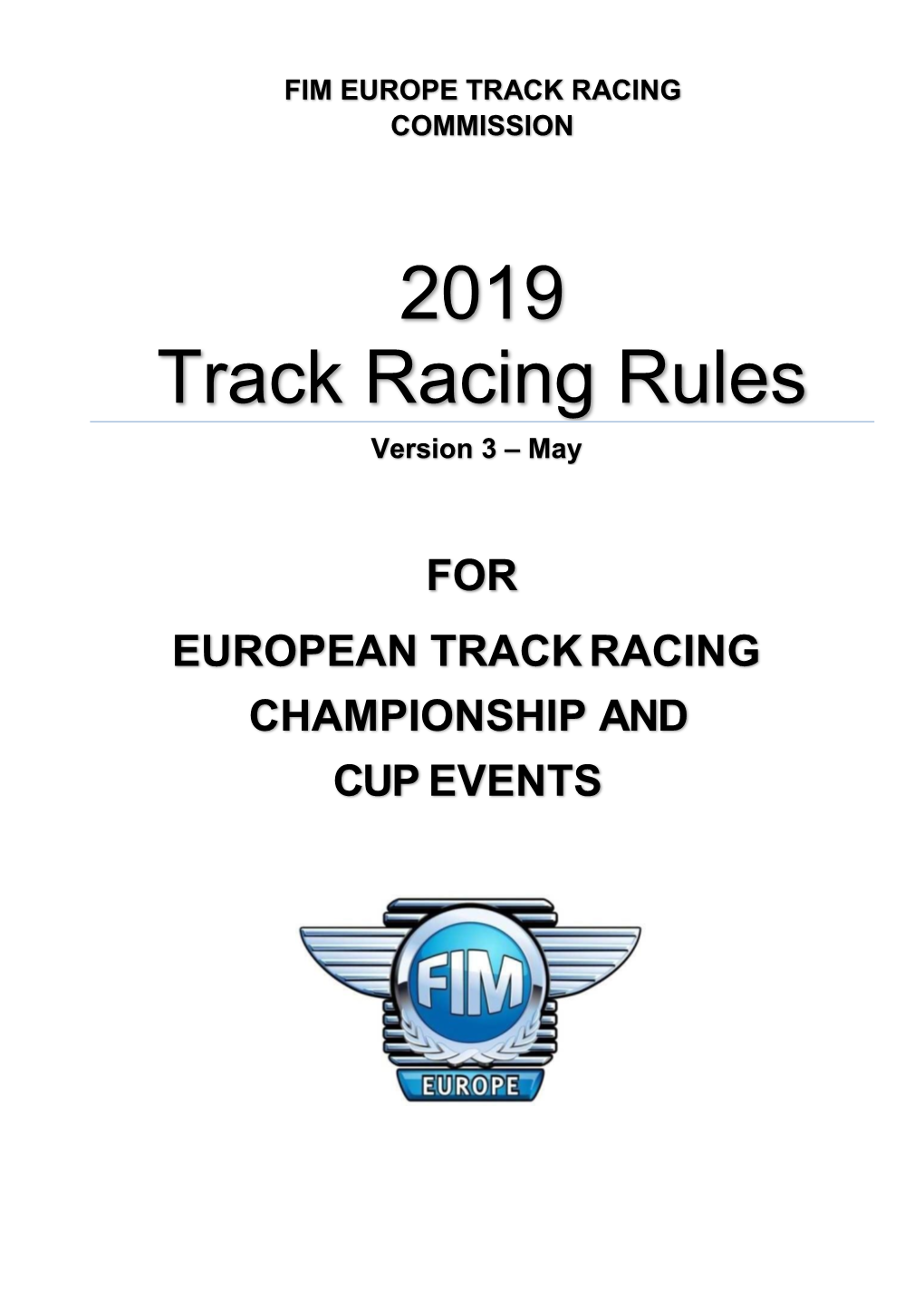 2019 Track Racing Rules Version 3 – May