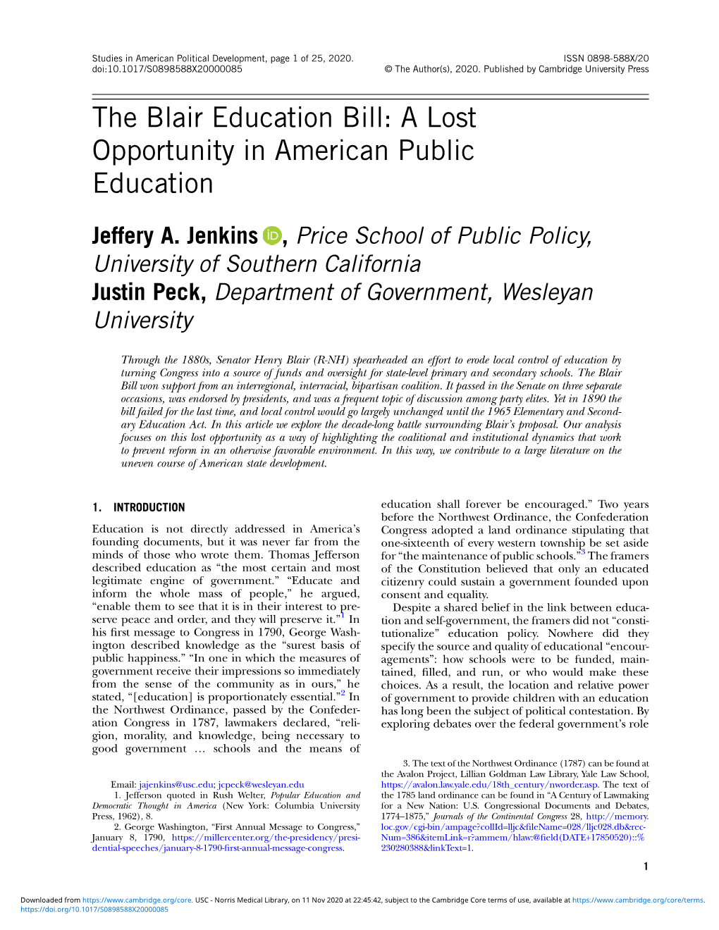 The Blair Education Bill: a Lost Opportunity in American Public Education
