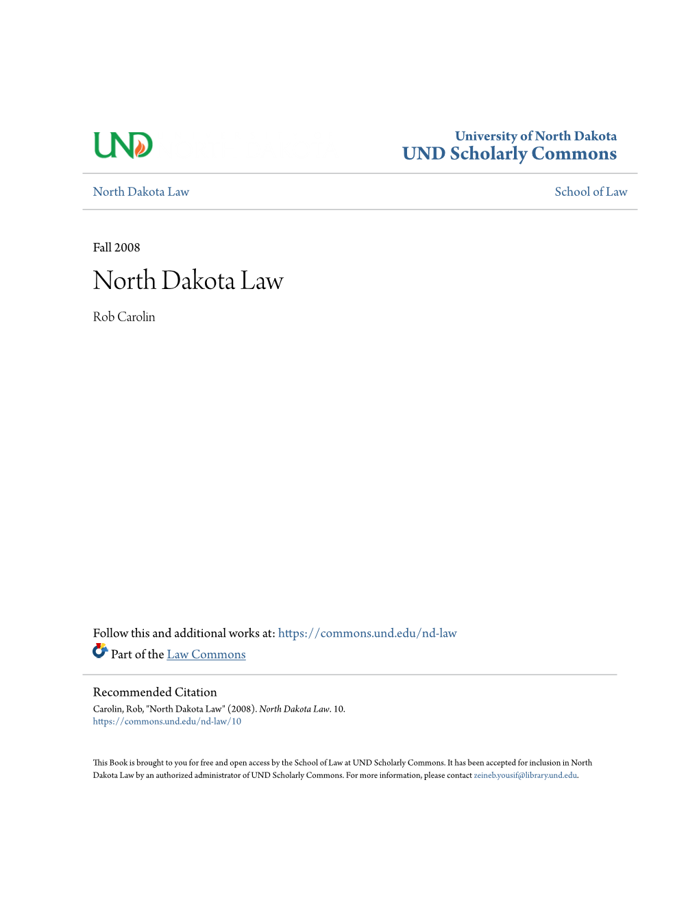 North Dakota UND Scholarly Commons