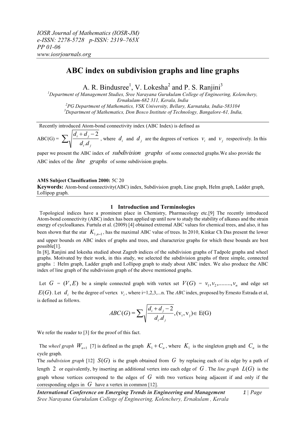 ABC Index on Subdivision Graphs and Line Graphs