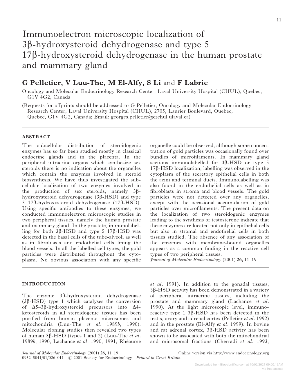 Immunoelectron Microscopic Localization of 3Β-Hydroxysteroid Dehydrogenase and Type 5 17Β-Hydroxysteroid Dehydrogenase In