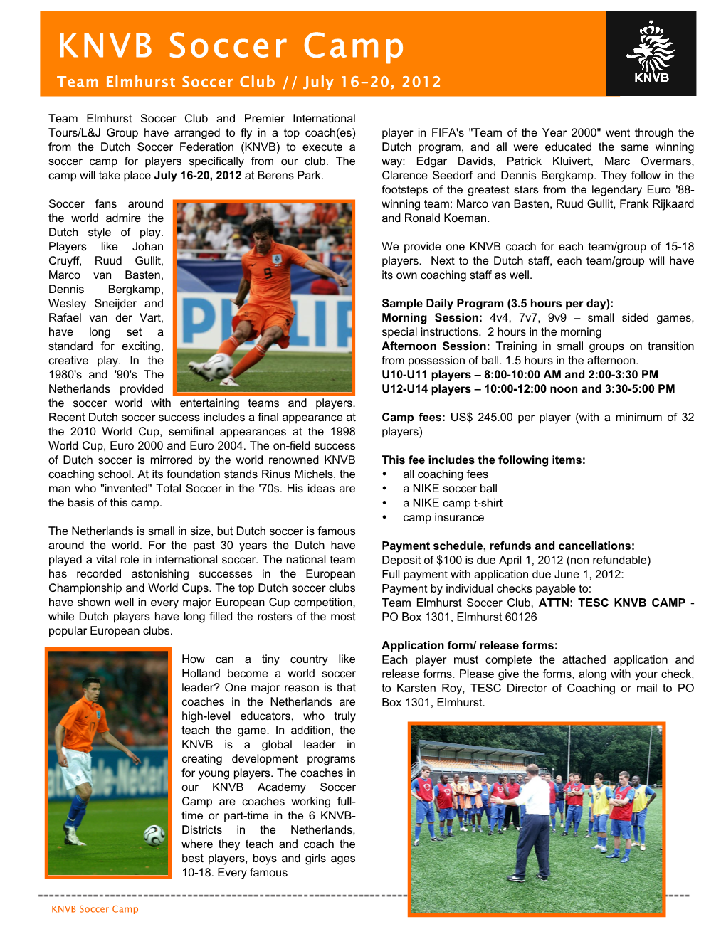 KNVB Camp Flyer 2012