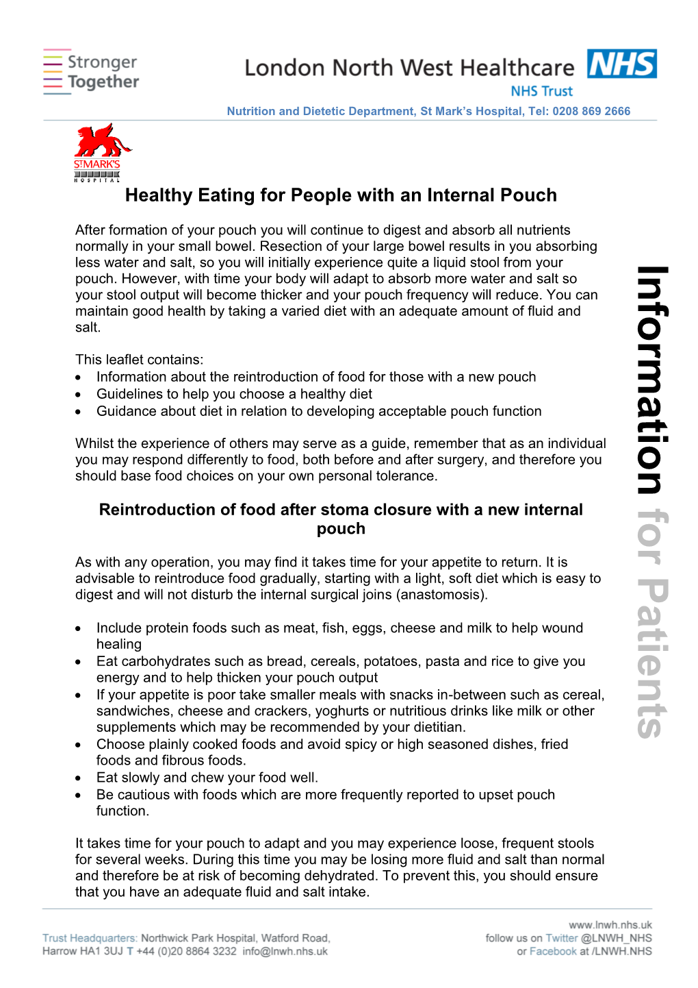 Healthy Eating for People with an Internal Pouch