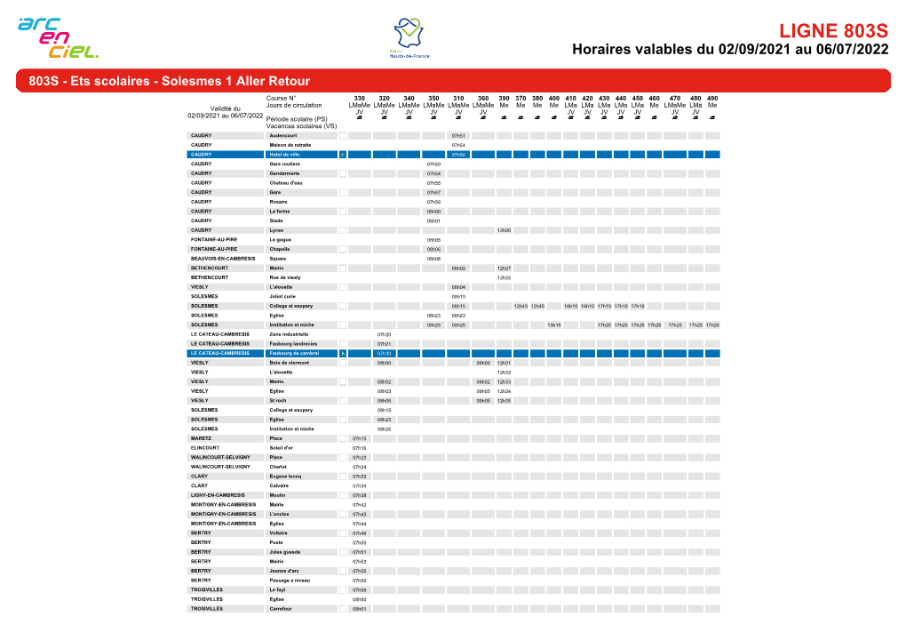 Horaires De La Ligne 803S