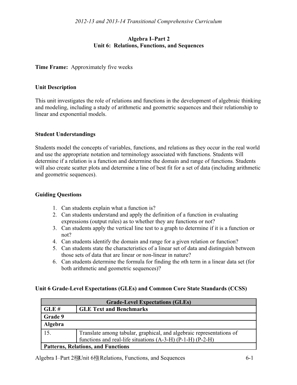 2012-13 and 2013-14 Transitional Comprehensive Curriculum s2