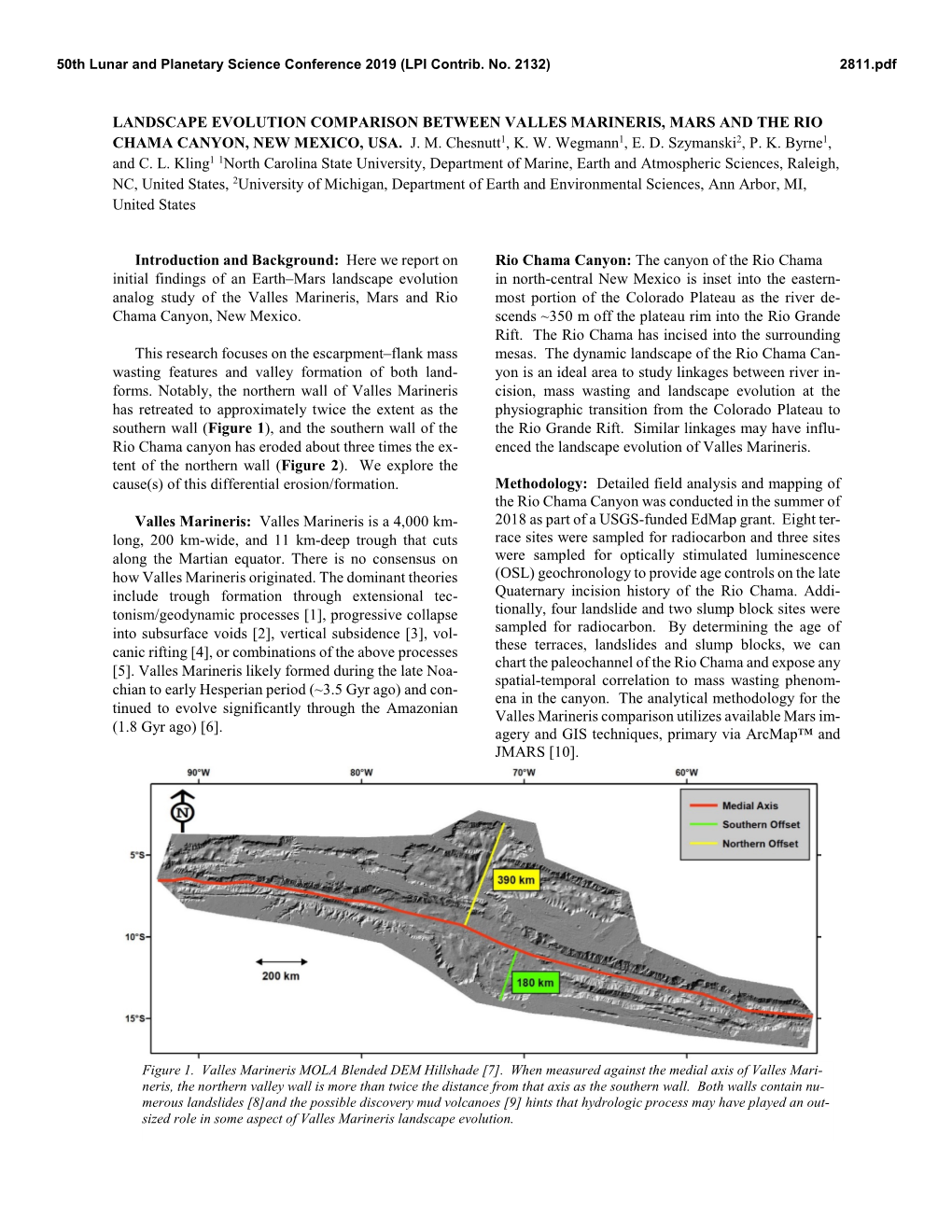 Landscape Evolution Comparison Between Valles Marineris, Mars and the Rio Chama Canyon, New Mexico, Usa