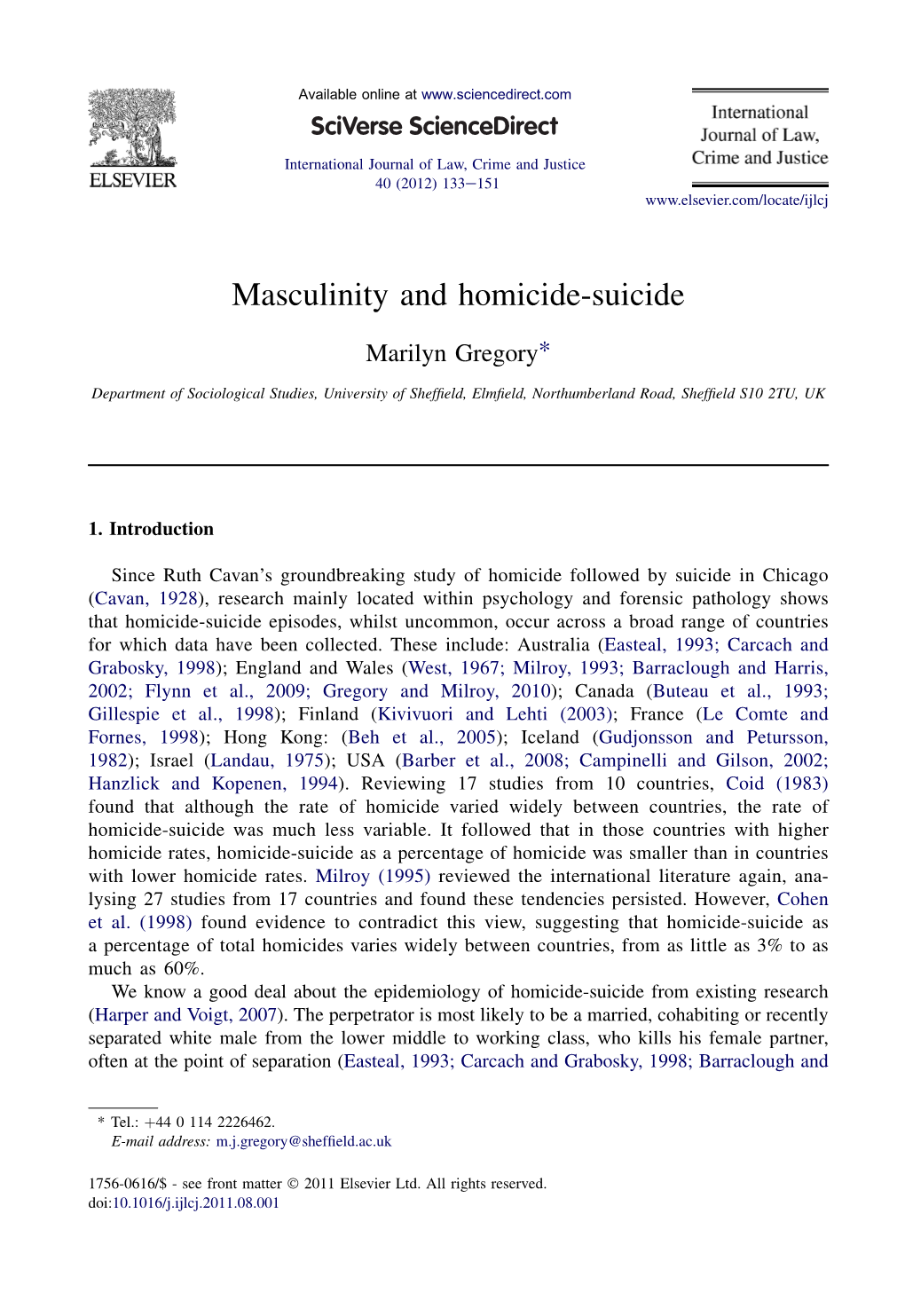 Gregory, Masculinity and Homicide-Suicide 2012.Pdf