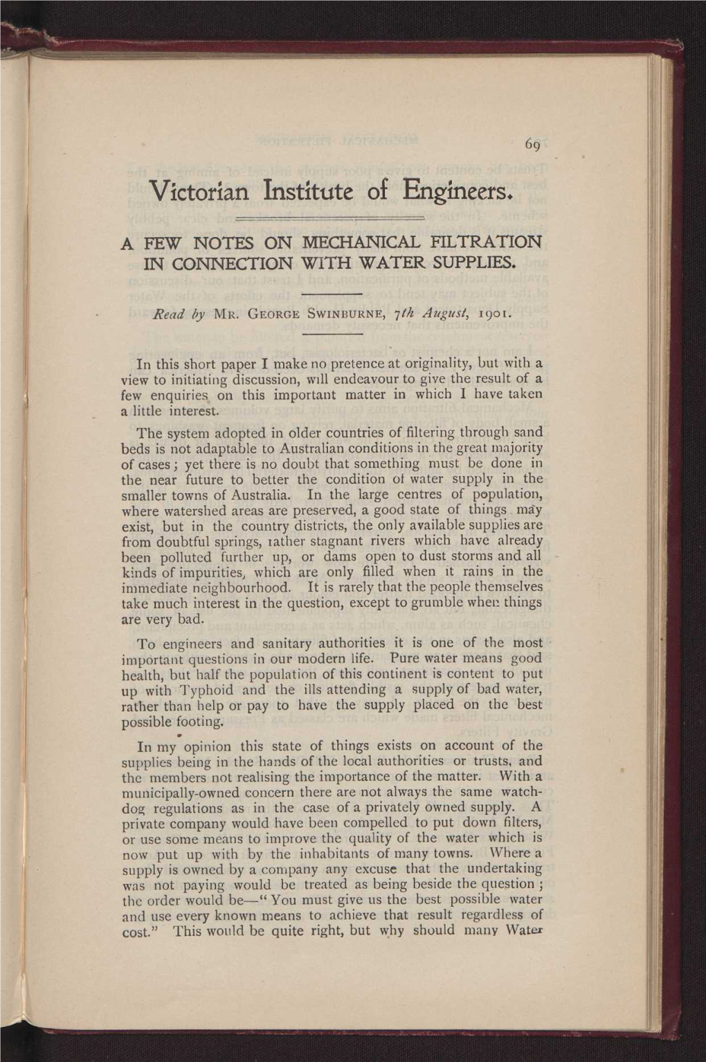 Note on Mechanical Filtration and Gravitation Filtration (Paper & Discussion)