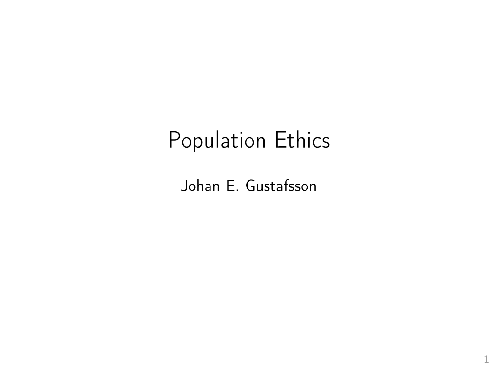 Population Ethics