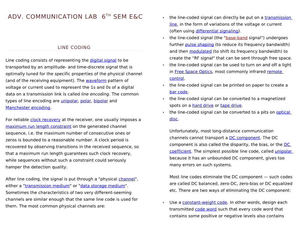 Adv. Communication Lab 6Th Sem E&C