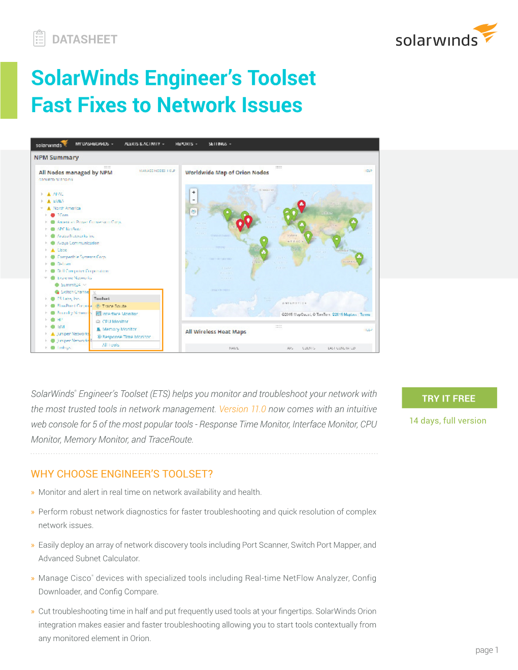 Solarwinds Engineer's Toolset Fast Fixes to Network Issues