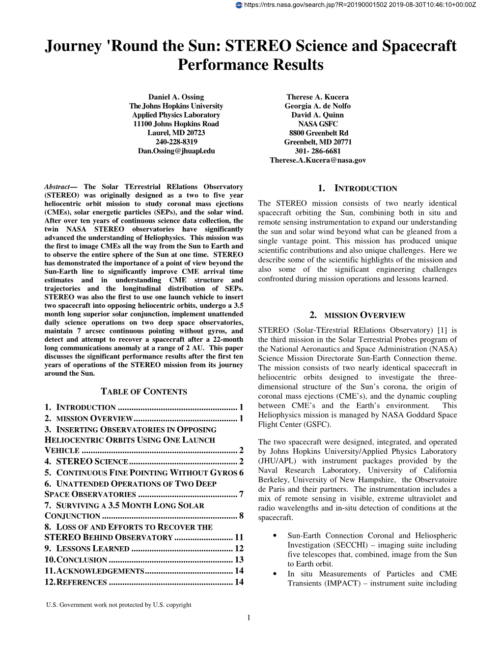 Round the Sun: STEREO Science and Spacecraft Performance Results