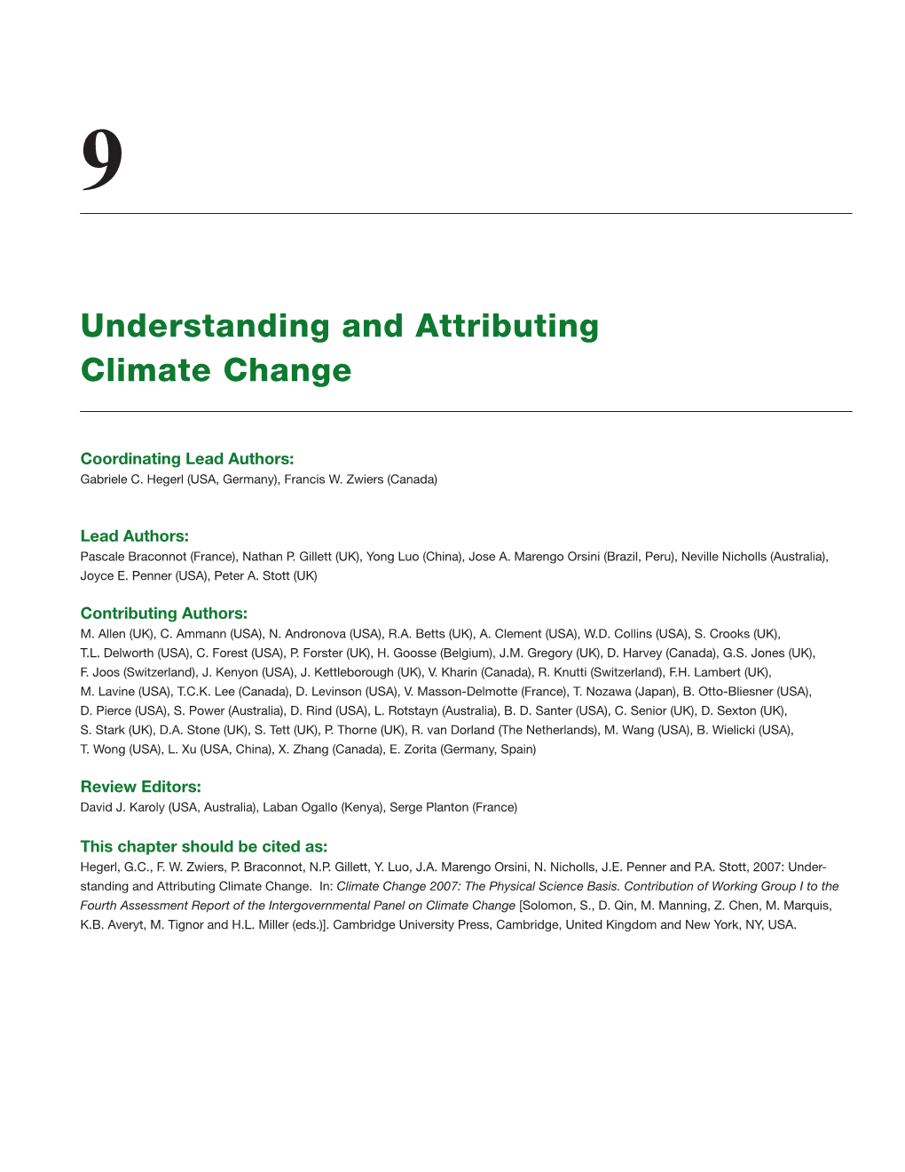 Understanding and Attributing Climate Change