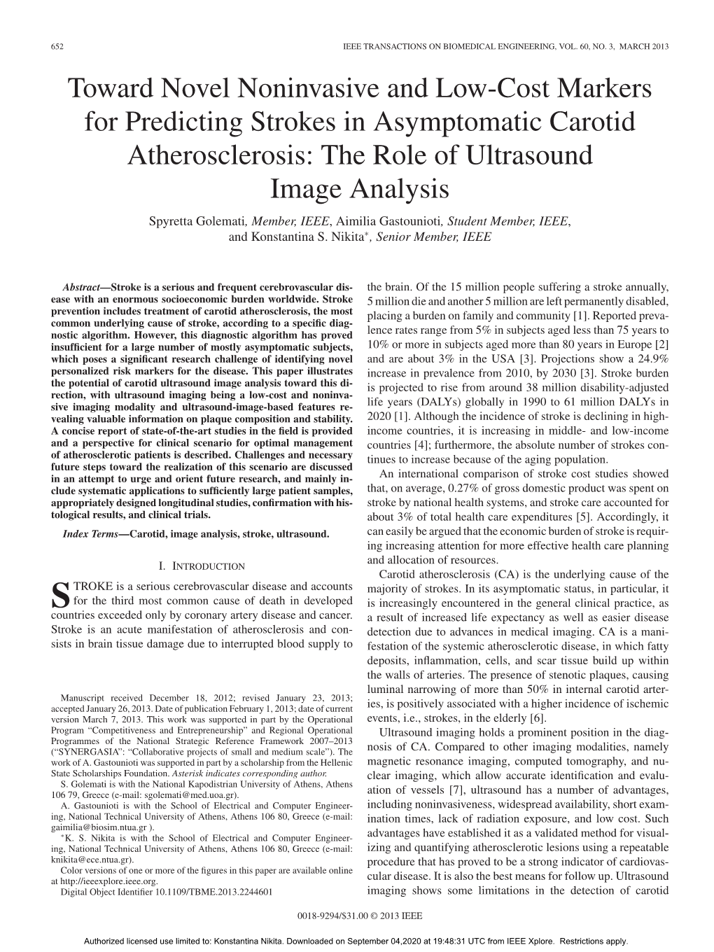 Toward Novel Noninvasive and Low-Cost Markers For