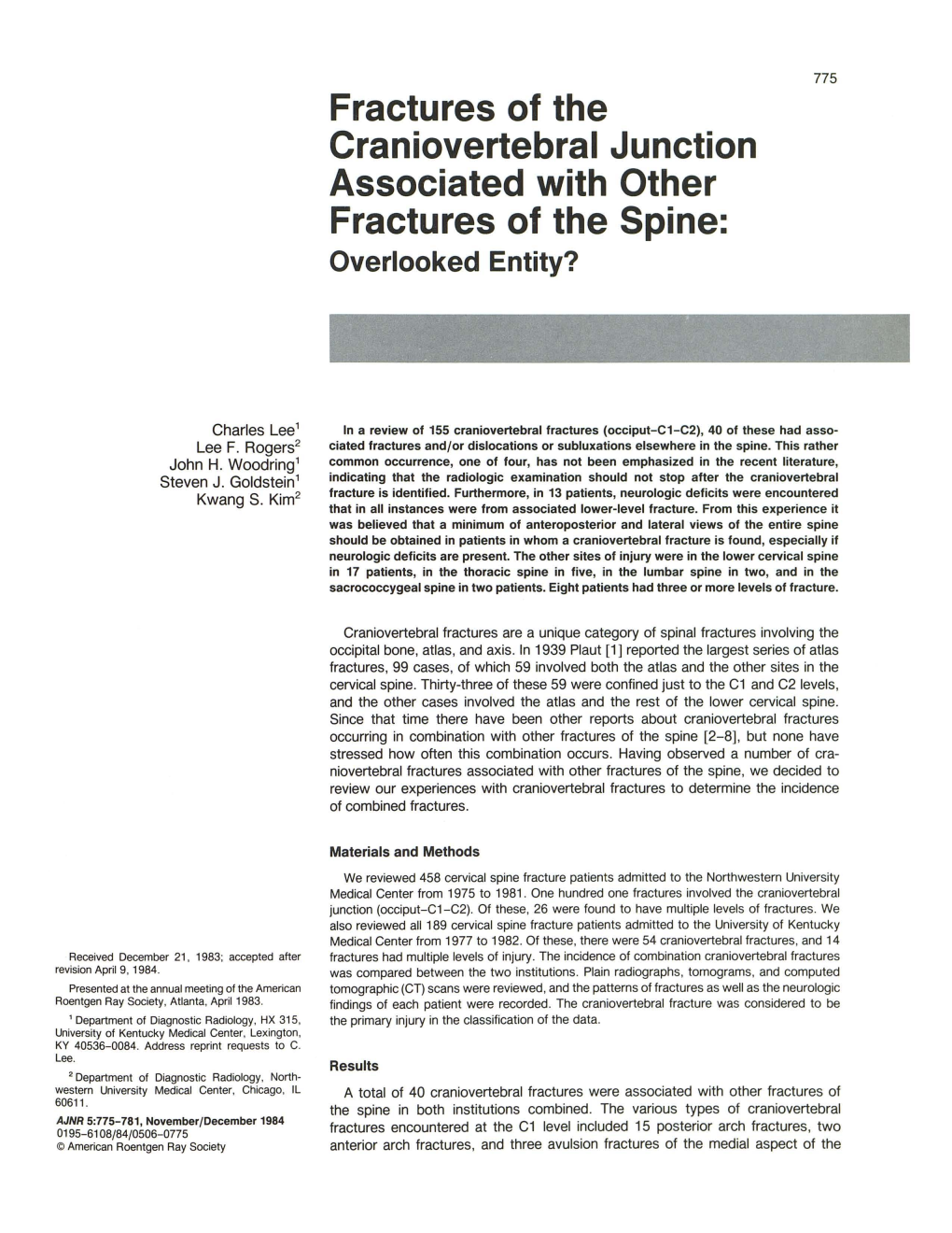 Fractures of the Craniovertebral Junction Associated with Other Fractures of the Spine: Overlooked Entity?