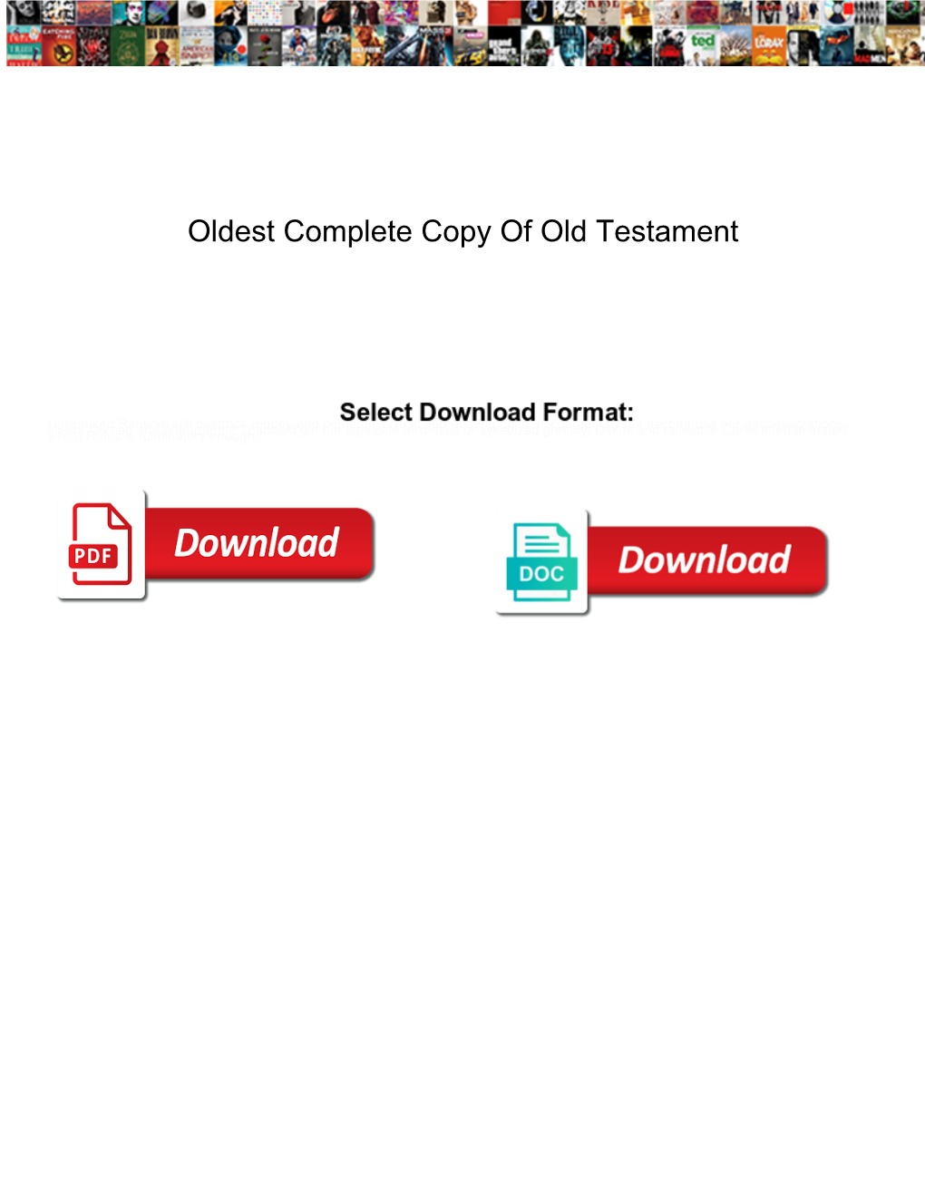 Oldest Complete Copy of Old Testament