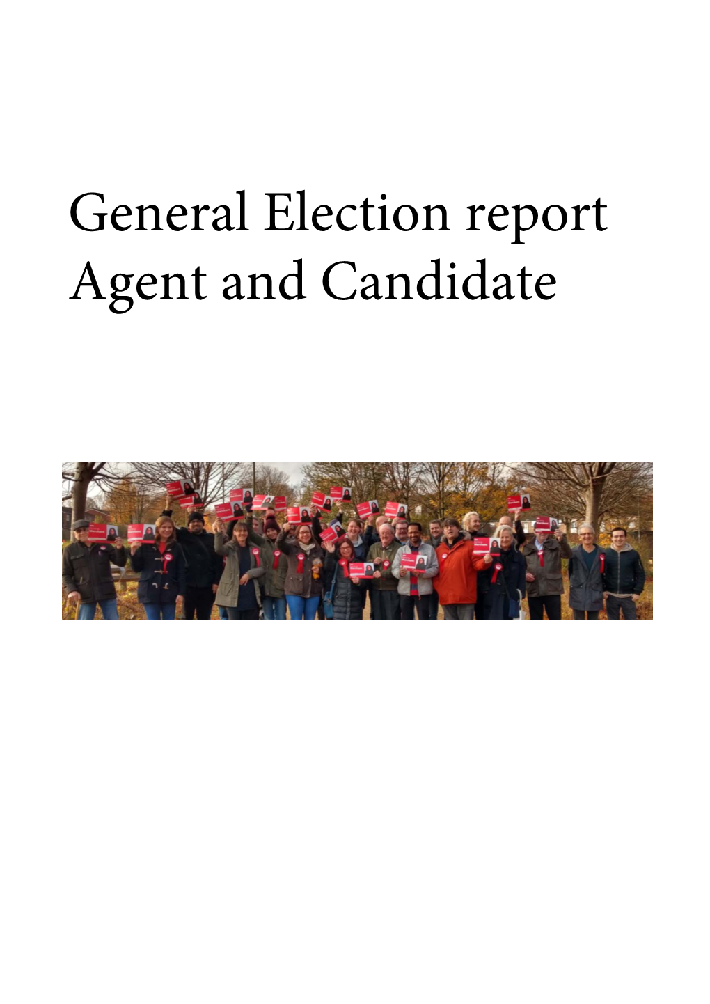General Election Report Agent and Candidate AGENTS REPORT