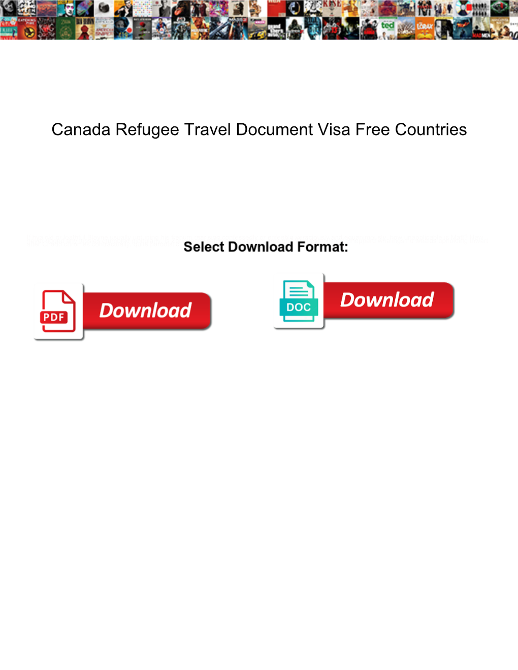 Canada Refugee Travel Document Visa Free Countries